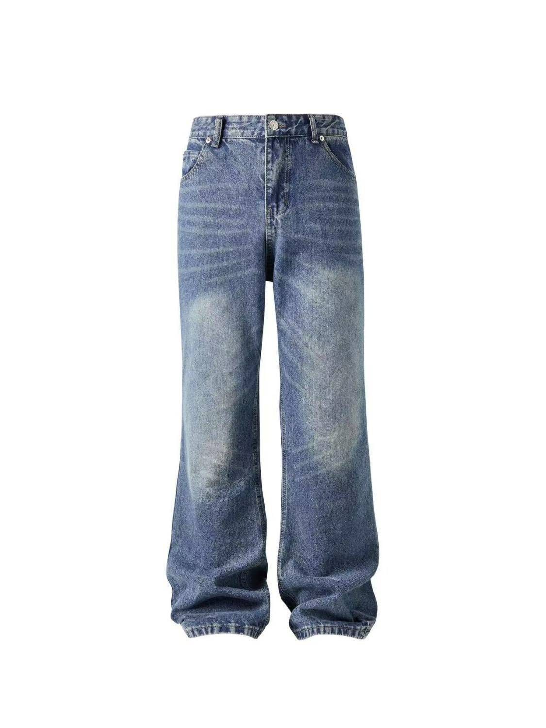Men's Clothing 25 Autumn American Jeans Men And Women Washed High Street Straight Pants Trousers_mkmklike.com