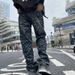Men's Vintage Washed Denim Jacquard Printed Pants Straight-Leg Cut Retro High Street Aesthetic Jeans_mkmklike.com