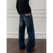 Vintage Blue Lightning Pattern Jeans For Men, New Autumn Style, Distressed Micro-flared Straight Pants, American Style_mkmklike.com