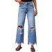 2025 New Ripped Fringed Jeans Women's Clothing Personalized Street High Waist Straight Tube_mkmklike.com