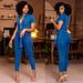 Women's Clothing solid color jumpsuit washed fashionable sleeveless jumpsuit denim trousers_mkmklike.com