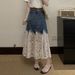 Chicco Plus Size Women's Summer Outfit Super Beautiful Top Shirt Denim Lace Skirt Set_mkmklike.com