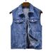 Men's Clothing New Sleeveless Jacket Spring And Autumn Slim Lapel Waistcoat Trendy Simple Casual Denim Vest_mkmklike.com