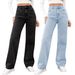 Women's High-Waisted Blue Jeans - Loose Fit Straight Leg,Stretch-Free Cotton, Long Trousers For Spring & Fall_mkmklike.com