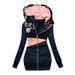 Women's Clothing women's sweatshirt zipper color matching print hooded long sleeved jacket_mkmklike.com