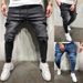 Men's Tapered Cargo Pants – Stretch Multi-Pocket Jeans For Streetwear (Black/Blue)_mkmklike.com