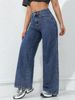 Women's Slimming High-Waisted Washed Denim Pants – Straight Leg Loose Fit Stretch-Free Jeans (XS-XXL, Light Blue/Dark Blue/Black)_mkmklike.com