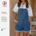 Women's Adjustable Strap Denim Overalls With Rolled Hem - Vintage Washed Blue Casual Jumpsuit For Everyday Wear_mkmklike.com