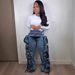 Women's Clothing Women's Style Denim Cargo Pants Straight Leg Trousers With Multiple Pockets Street Style Unique Design_mkmklike.com