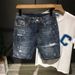 Men's Clothing Distressed Denim Shorts - Korean Style Oversized Straight Cut With Embroidery & Ripped Details, Comfortable Summer Casual Shorts_mkmklike.com