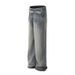 American Style Cleanfit Belt Design Wide-Leg Jeans Unisex High Street Loose Straight Vibe Floor-Length Pants_mkmklike.com