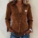 Women's Pink Faux Suede Fringe Shirt, Long Sleeve Button Down Western Cowboy Blouse, V Neck Slim Fit Casual Top For Daily Wear, Party, Country Style O_mkmklike.com