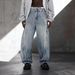 Men's Classic Blue Washed Straight Leg Jeans – Streetwear Essential | Relaxed Fit & Timeless Style_mkmklike.com