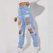 Women's Clothing Trendy Distressed Ripped Jeans For Women Washed Straight Leg Ladies Trousers_mkmklike.com