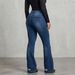 High Waisted Denim Flared Pants for Women Slimming And Flattering Cross Border Exclusive Whiskered And Washed Design_mkmklike.com