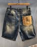 High-end Trendy Retro Ripped Denim Shorts For Men, Stylish And Cool, Five-point Pants, Slim Fit Riding Breeches_mkmklike.com