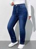 K Fashionable Casual Elastic Denim Straight Leg Pants_mkmklike.com