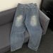 Men's High Street Washed Straight-Leg Jeans – Vintage Blue Denim Pants With Relaxed Fit (S-3XL, Classic Wash)_mkmklike.com