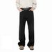 Men's Korean Style Washed Denim Jeans - Classic Straight Leg With Fleece Lining & Elastic Waist For Winter Comfort_mkmklike.com