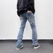 Men's Light Blue Slim Fit Straight Leg Jeans Washed High Street Style For Spring Autumn Versatile Casual Pants Fashionable_mkmklike.com