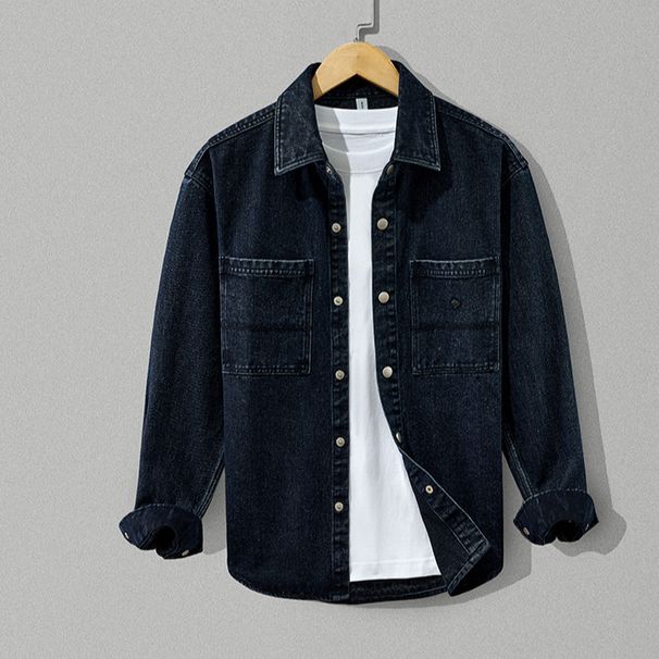 Men’s Heavyweight Denim Shirt Jacket – 100% Cotton Oversized Workwear (M-XXXL)_mkmklike.com