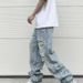 Men's Distressed Washed Blue Jeans – Relaxed Straight Fit With Ripped & Whisker Details | Streetwear Casual Pants_mkmklike.com