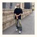 High-street Yellow Mud-dyed Distressed Jeans, Loose Straight Leg, Slimming, Drapey Trousers_mkmklike.com