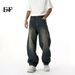 EF JEANS | 2025 Spring New American Structural Split Line Stereo Scimitar Jeans Large Pocket Tooling_mkmklike.com