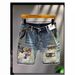 Men's Clothing High Street Fashion Retro Denim Shorts Loose Personality Trendy Ripped Patch 5 Point Pants_mkmklike.com