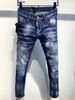 Men's Slim Fit Stretch Denim Jeans With Distressed Details & Ripped Design - Comfortable Straight Leg For Casual Wear_mkmklike.com