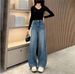 Spring Summer New Wide-Leg Jeans Blue Design High Waist Scimitar Loose Slimming Floor-Length Pants For Women_mkmklike.com