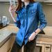 Chicco Long Sleeve College 2024 Spring Autumn New Slim Fit Versatile Korean Style Denim Women's Base Shirt_mkmklike.com