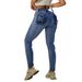 Women's Baggy Straight Leg Low Rise Jeans With Lace Up Pockets Style Trousers For Ladies_mkmklike.com
