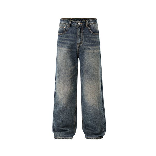 Men's Straight Leg Loose Fit Jeans Vintage Washed American Style Midweight Polyester Long Pants Spring/Summer 2025_mkmklike.com