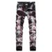 Men's Slim Fit Skinny Jeans Three Color Personalized Lightning Stretch Whitened Fashion Printed_mkmklike.com