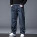 Autumn And Winter Plus Fat Plus Size Jeans Men's Loose Straight Business Jeans_mkmklike.com