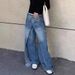 Women's Clothing Y2K Style Retro Deconstructed Reversible Wide Leg Jeans For Women._mkmklike.com