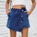 Women's Clothing Summer Washed Button Decoration Irregular Denim Skirt Pants_mkmklike.com