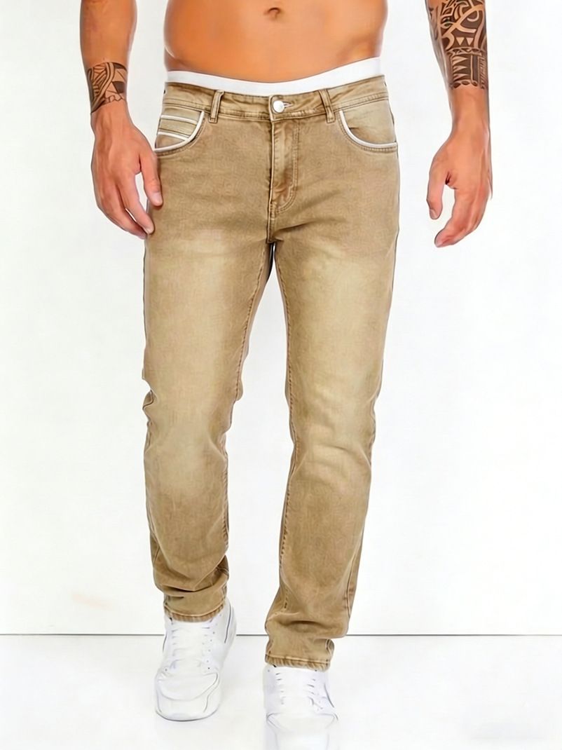 Men's Clothing Classic European American Style Stretch Jeans For Men Trendy Hip Hop Casual Straight Leg Jeans With Pockets_mkmklike.com