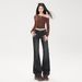 American Retro Style|Heavy-duty Washed Frayed Denim|Slim-fit Stretch Straight-leg Women's Jeans_mkmklike.com