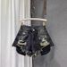 Summer Slim Fit High Waist Women's Denim Shorts Light Color Ripped Design Sexy a Line Wide Leg Hot Pants_mkmklike.com