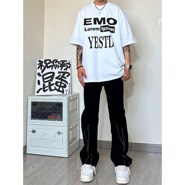 Nordmann High Street Design Black Jeans For Men Loose Straight Vintage Casual Pants American Style Trendy Brand Cool Versatile_mkmklike.com