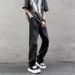 Men's Clothing Spring And Summer Ripped Raw Edge Washed Jeans High Street Fashion Hiphop Slim Straight Pants_mkmklike.com