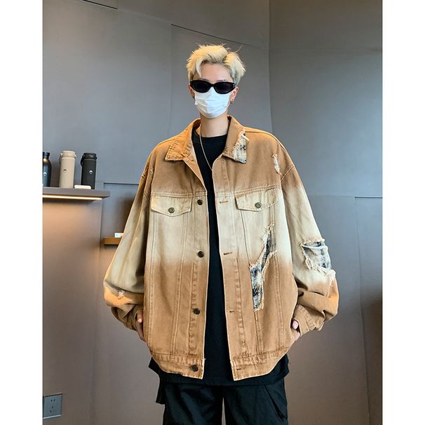 Retro Denim Jacket Men's Autumn Fashion Versatile Street Loose Workwear Jacket_mkmklike.com