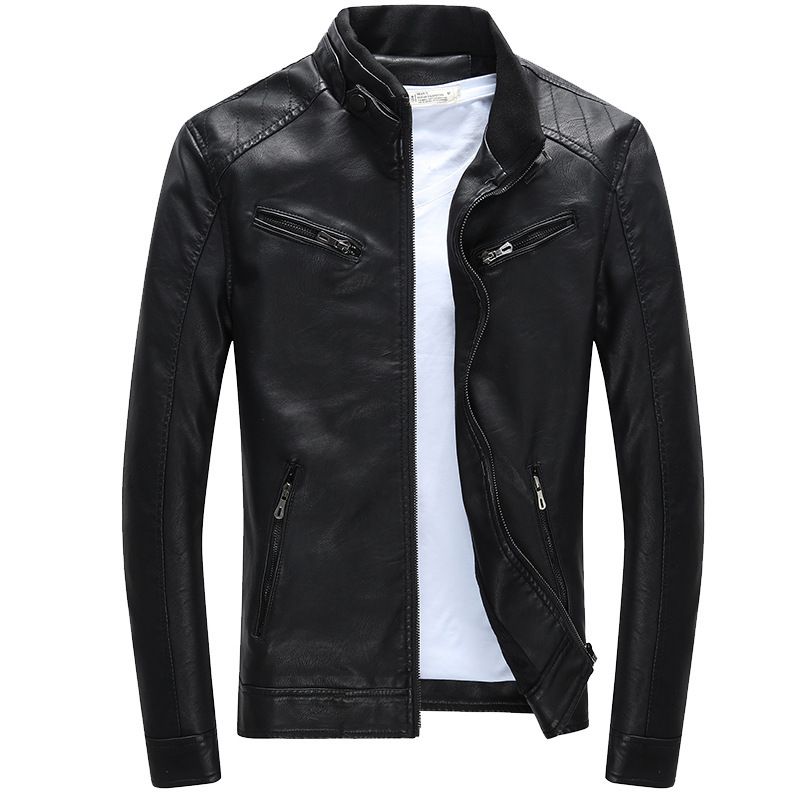 Men's Clothing New leather jacket for men, slim style jacket for young men,spring new style for men, handsome motorcycle men's leather jacket_mkmklike.com