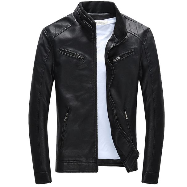 Men's Clothing New leather jacket for men, slim style jacket for young men,spring new style for men, handsome motorcycle men's leather jacket_mkmklike.com