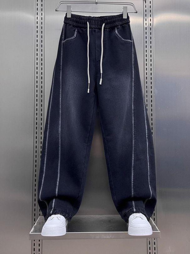 Men's Heavyweight Gradient Color Striped Jeans Loose Wide Leg Curved Scimitar Cargo Pants Multi Pocket 2026 New Fashion_mkmklike.com
