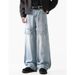 Streetwear Blue Washed Jeans For Men – Relaxed Straight Fit With Distressed Detailing & Urban Edge_mkmklike.com