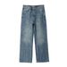 Men's Trendy Washed Jeans Loose Fit Straight Leg Zipper Youthful Style For Autumn Winter Harajuku New Arrival_mkmklike.com