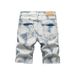 Women's High-Waisted Denim Shorts – Stretch Skinny Fit | Raw Hem & Splatter Paint Detail | Summer Casual Shorts | Sizes 28-38_mkmklike.com